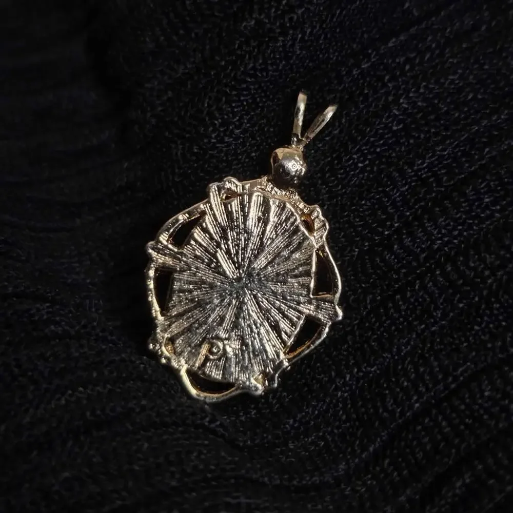 Vintage Faux Opal Pendant Gold Tone Necklace Charm Ethereal Coquette Fairy